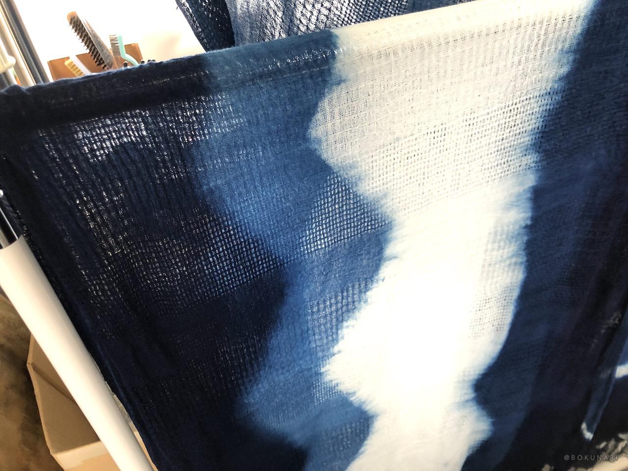 絞り染めの作例：そのまんま美川の藍染め体験